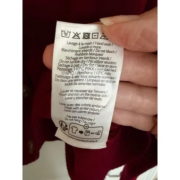 Sezane Betty Cardigan Womens Large Red Excellent 100% Merino Wool Button Front - Picture 5 of 6